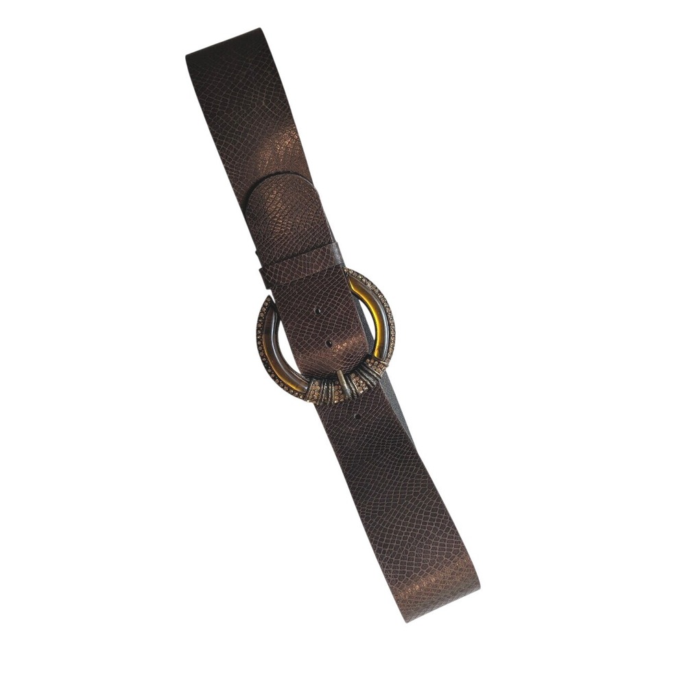 Chico's Leather Belt Rhinestone Buckle Brown size‎ Medium